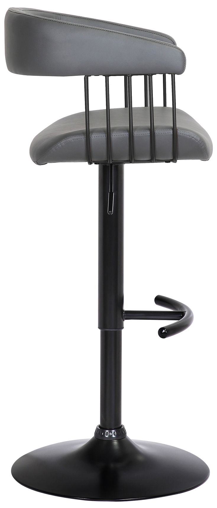 Image 4 Calista Adjustable Barstool in Grey Faux Leather with Black Metal more views