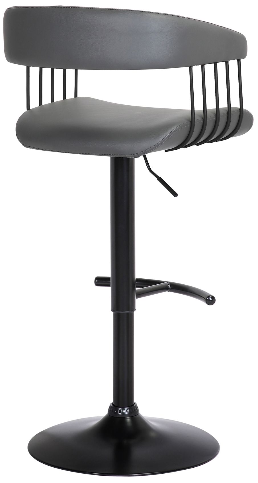 Image 5 Calista Adjustable Barstool in Grey Faux Leather with Black Metal more views