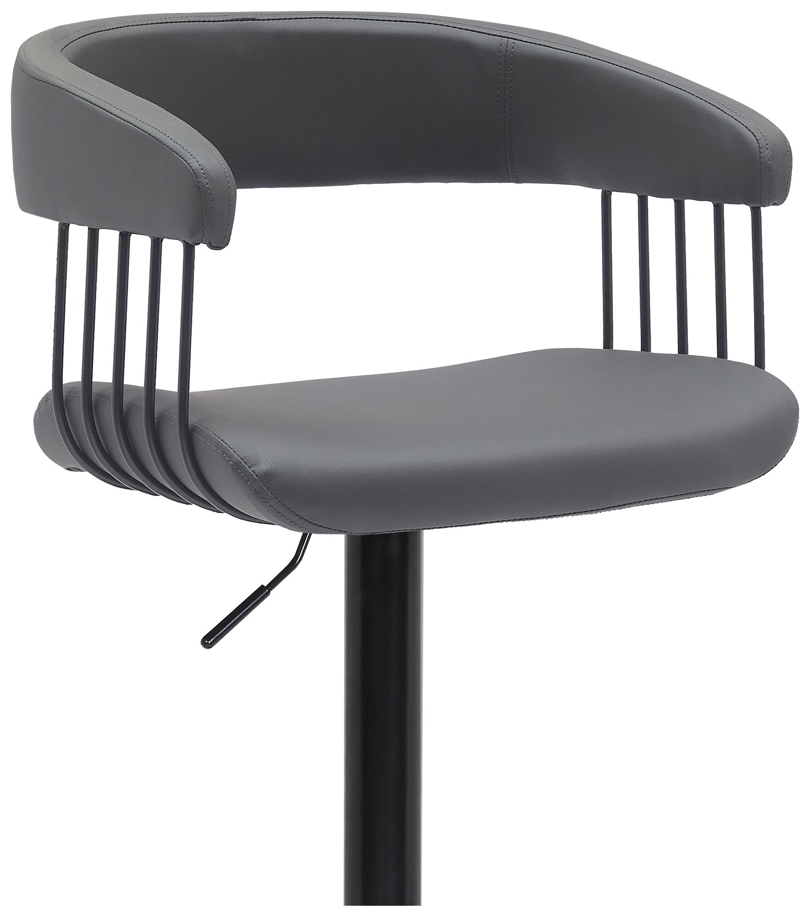 Image 7 Calista Adjustable Barstool in Grey Faux Leather with Black Metal more views