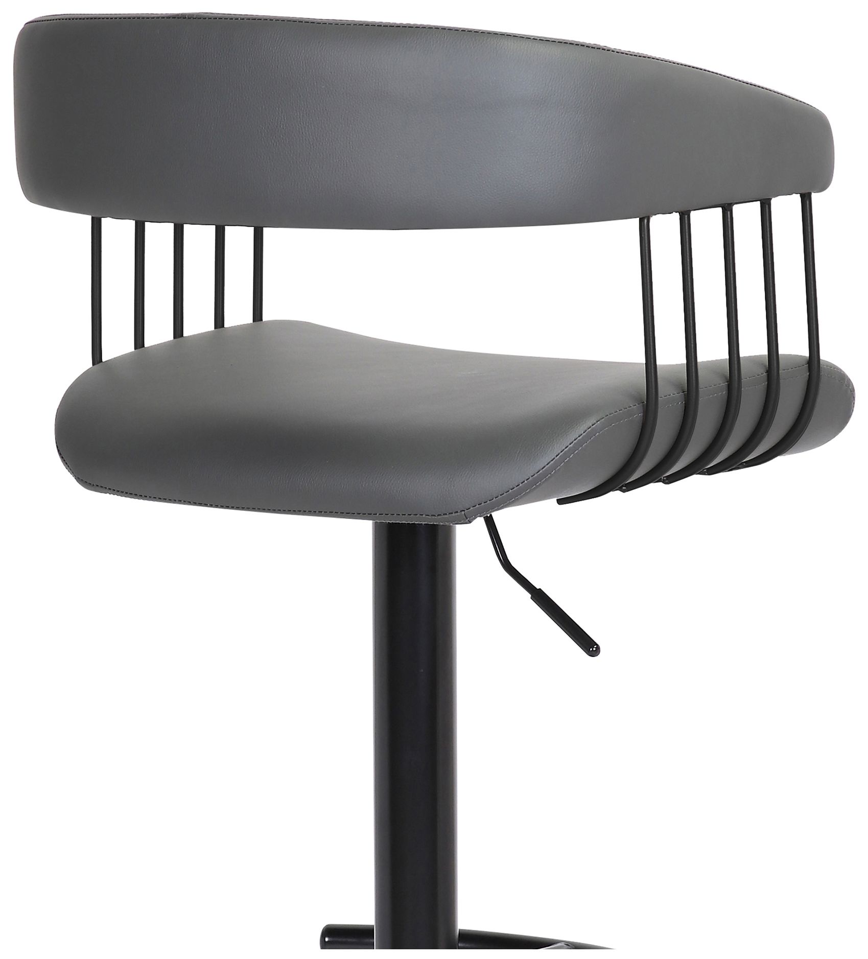 Calista Adjustable Barstool in Grey Faux Leather with Black Metal