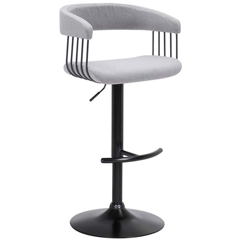 Image 1 Calista Adjustable Barstool in Light Grey Fabric with Black Metal