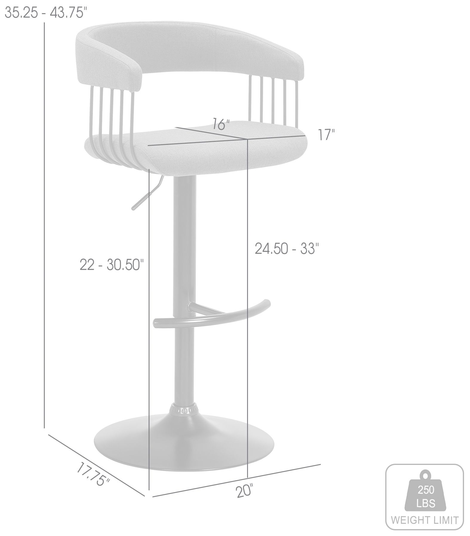 Image 7 Calista Adjustable Barstool in Light Grey Fabric with Black Metal more views