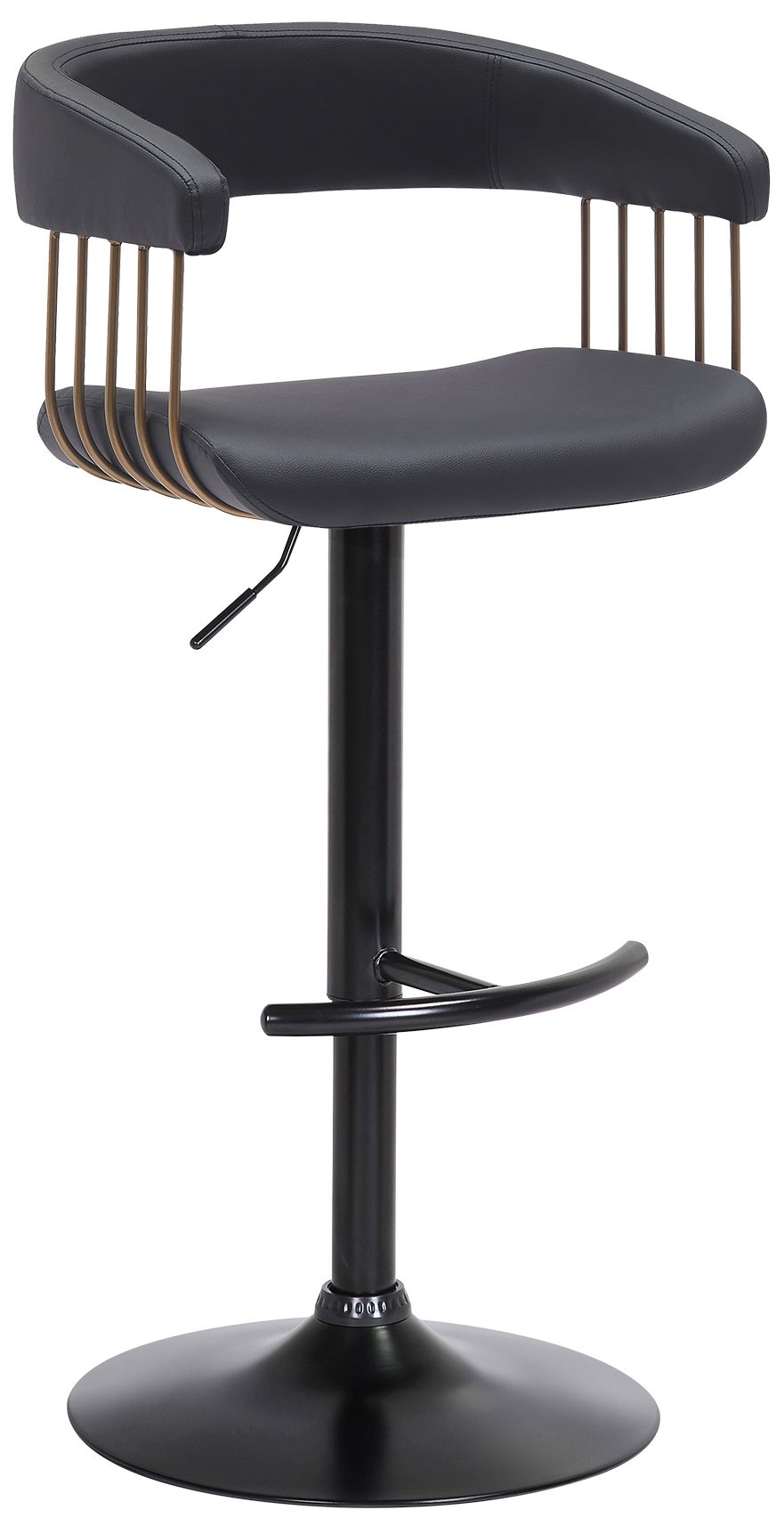 Image 2 Calista Black Faux Leather Adjustable Swivel Bar Stool