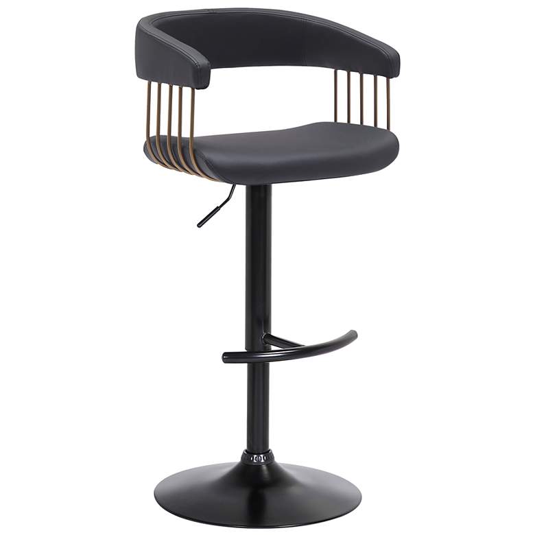 Image 2 Calista Black Faux Leather Adjustable Swivel Bar Stool