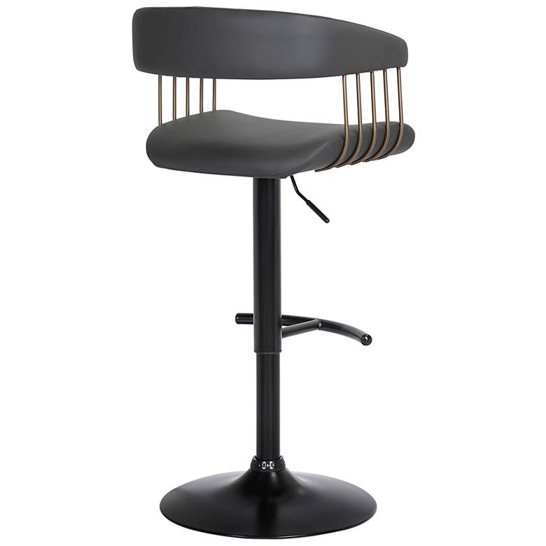 Image 5 Calista Black Faux Leather Adjustable Swivel Bar Stool more views