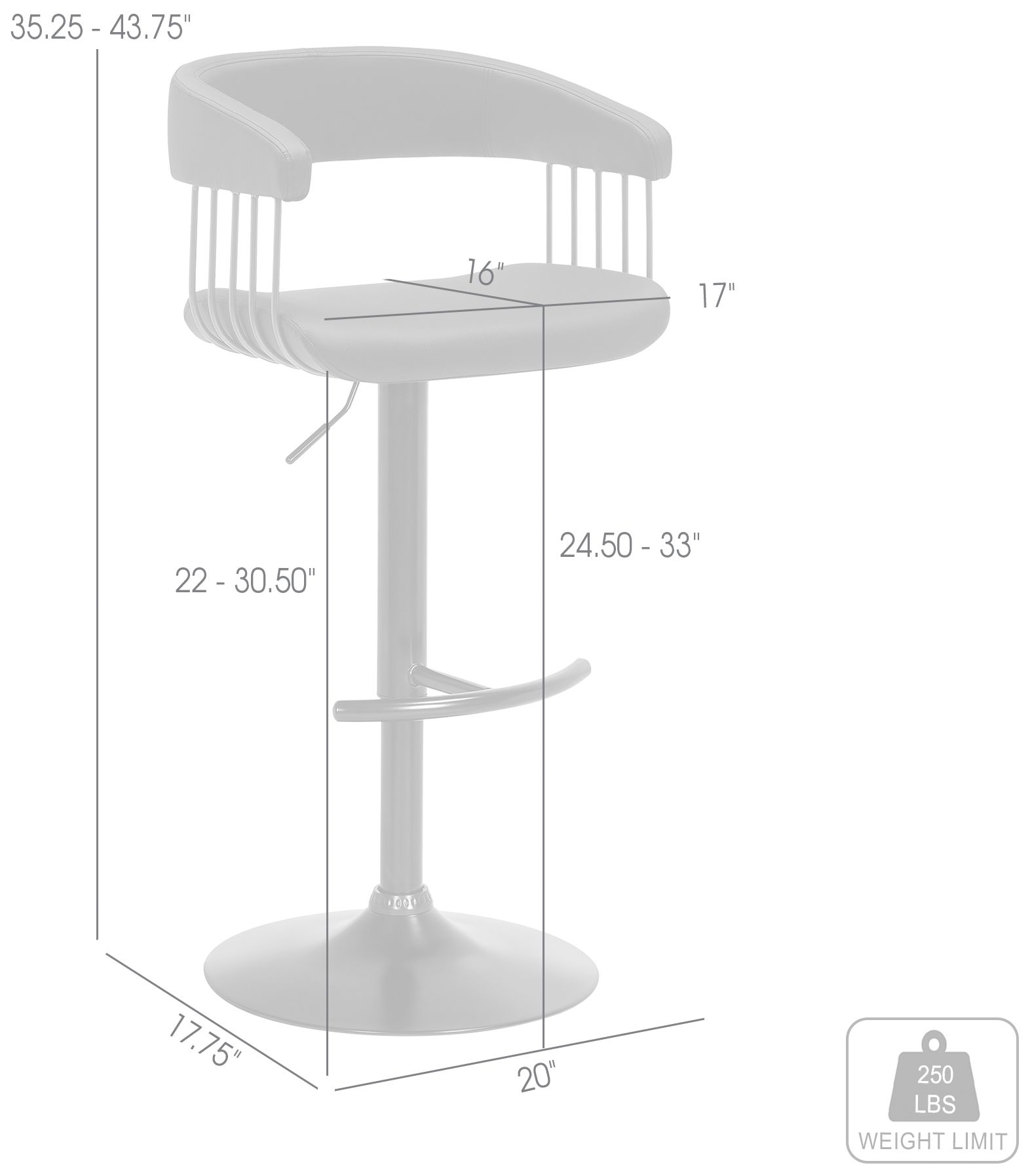 Calista Black Faux Leather Adjustable Swivel Bar Stool