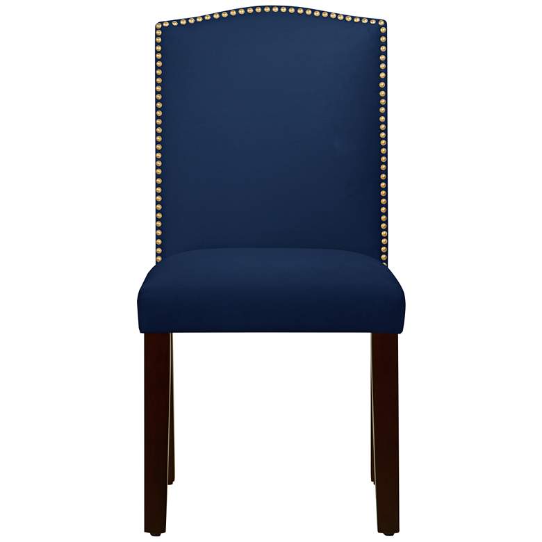 Calistoga Velvet Navy Fabric Arched Dining Chair more views
