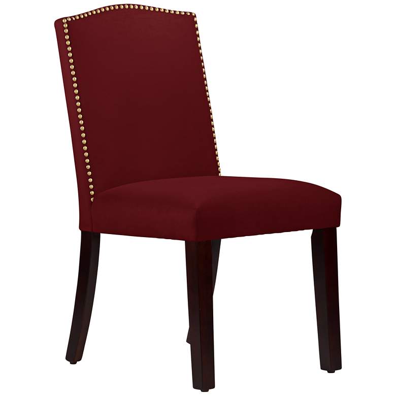 Image 1 Calistoga Velvet Red Berry Fabric Arched Dining Chair