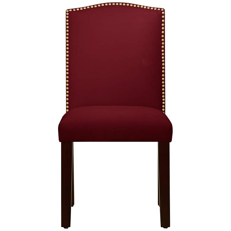 Image 2 Calistoga Velvet Red Berry Fabric Arched Dining Chair more views