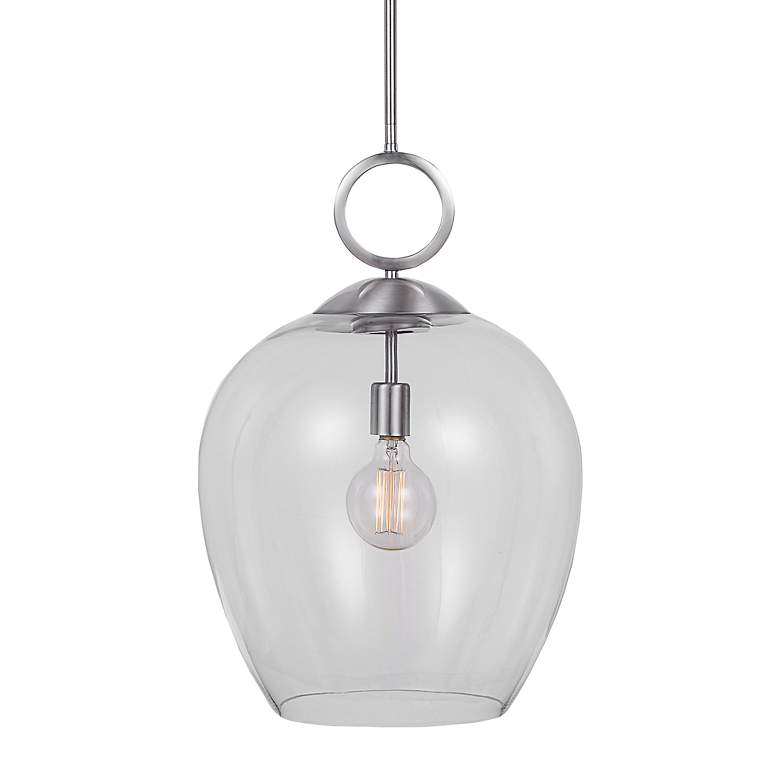 Image 2 Calix 16 inch Wide Brushed Nickel Clear Glass Pendant Light more views