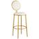 Calix 30 1/2" High Gold Metal and White Leather Barstool