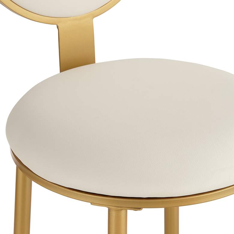 Image 5 Calix 30 1/2" High Gold Metal and White Leather Barstool more views
