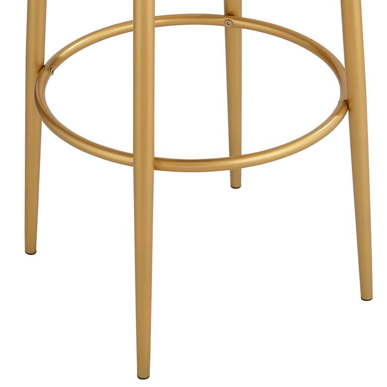 Image 6 Calix 30 1/2" High Gold Metal and White Leather Barstool more views