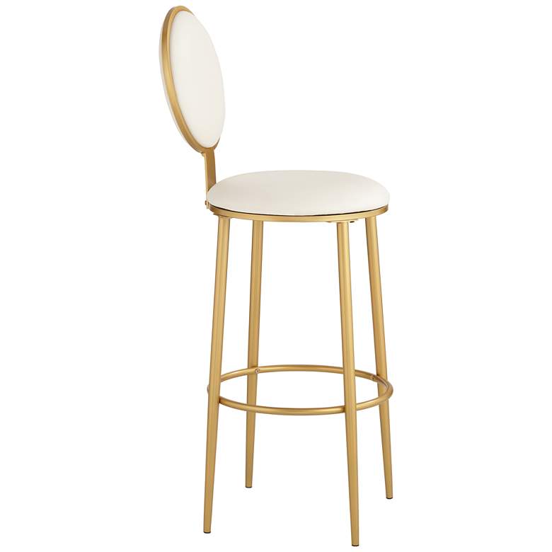 Image 7 Calix 30 1/2" High Gold Metal and White Leather Barstool more views