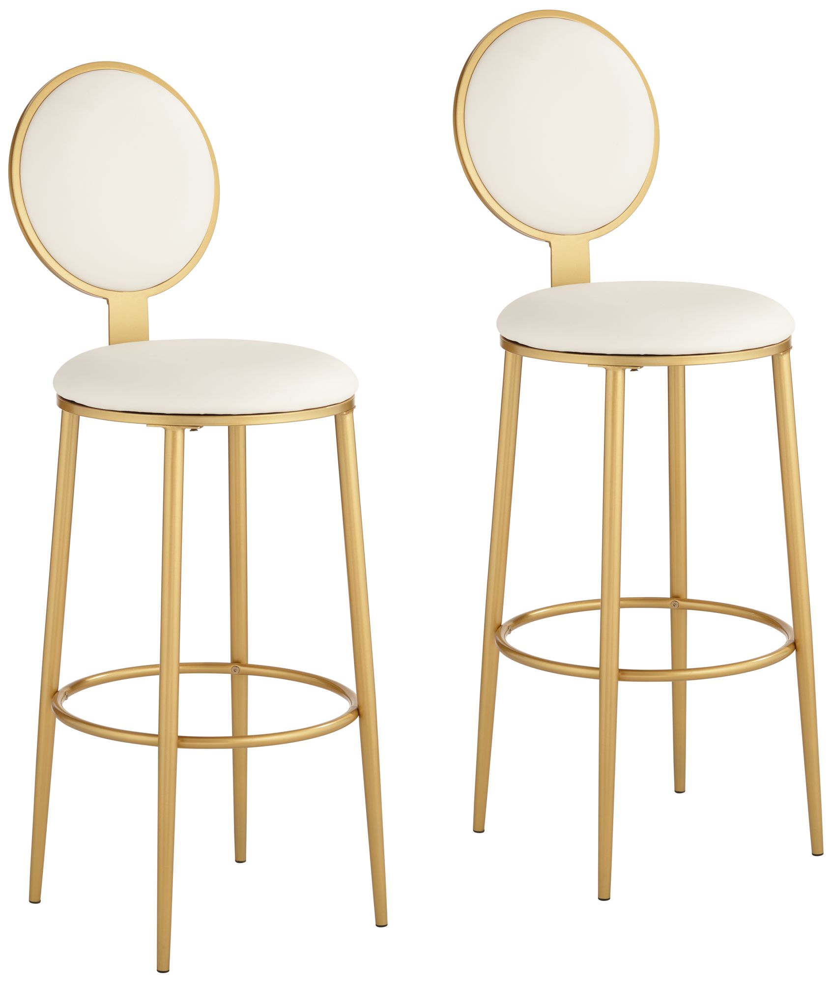 Image 3 Calix 30 1/2" White Leather Bar Stools Set of 2