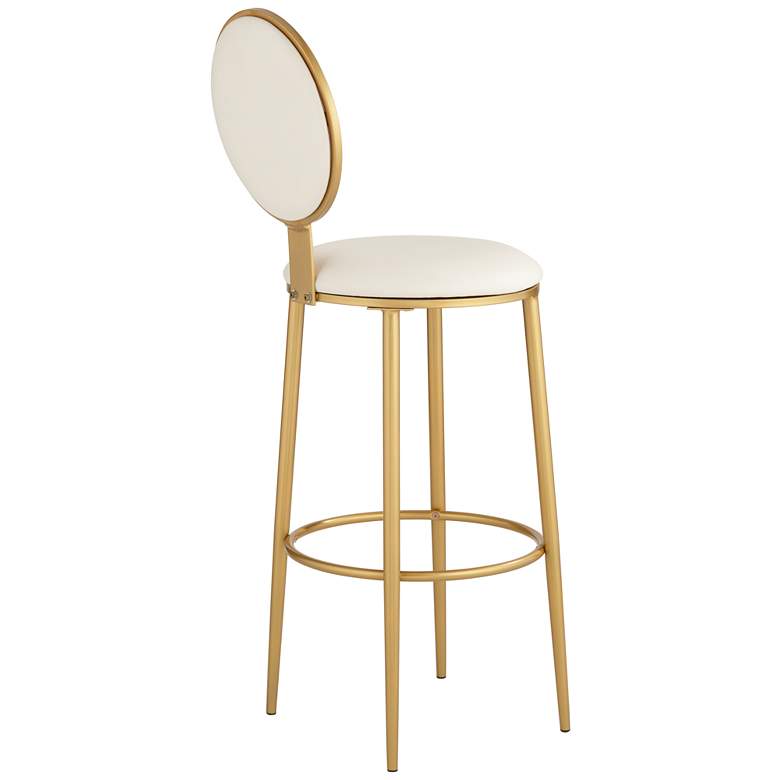 Image 7 Calix 44 1/2 inch Gold Metal and White Leather Barstool more views