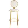 Calix 44 1/2" Gold Metal and White Leather Barstool