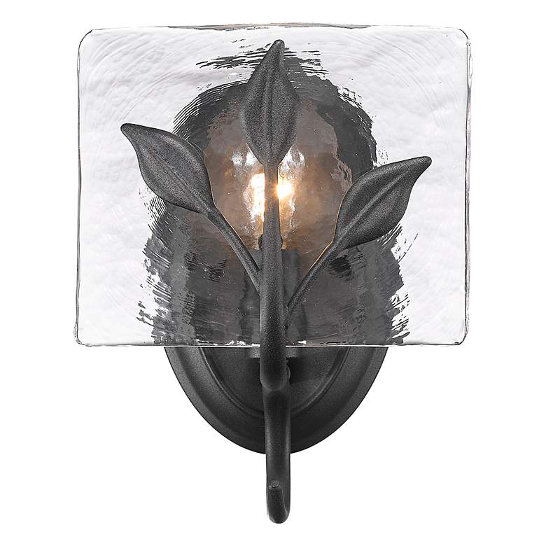 Image 2 Calla 1-Light Vanity Light in Natural Black with Hammered Water Glass more views
