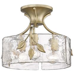 Calla 15 1/8" Wide Semi-Flush in White Gold with Hammered Water Glass
