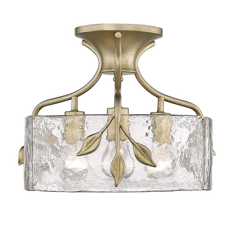 Image 5 Calla 15 1/8" Wide Semi-Flush in White Gold with Hammered Water Glass more views