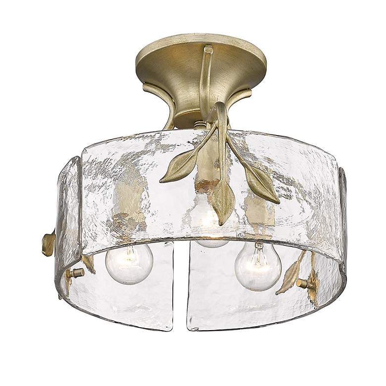 Image 6 Calla 15 1/8" Wide Semi-Flush in White Gold with Hammered Water Glass more views