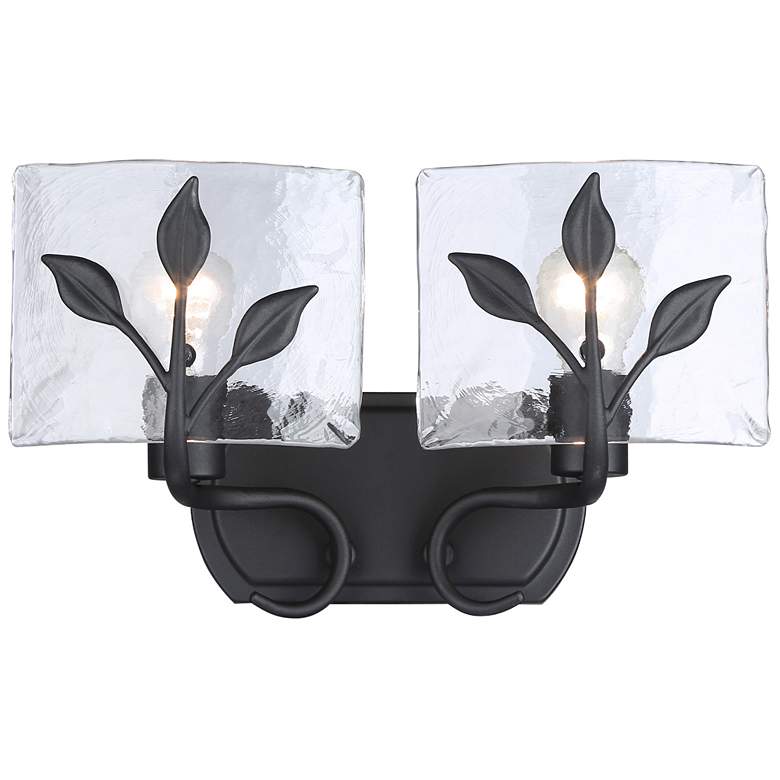 Image 1 Calla 2-Light Vanity Light in Natural Black with Hammered Water Glass