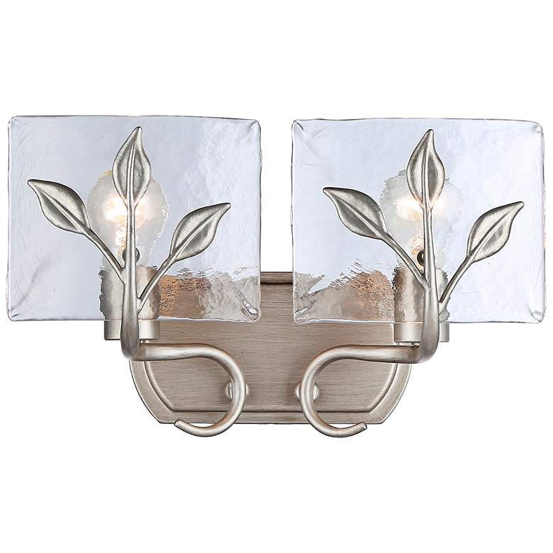 Image 1 Calla 2-Light Vanity Light in Peruvian Silver with Hammered Water Glass