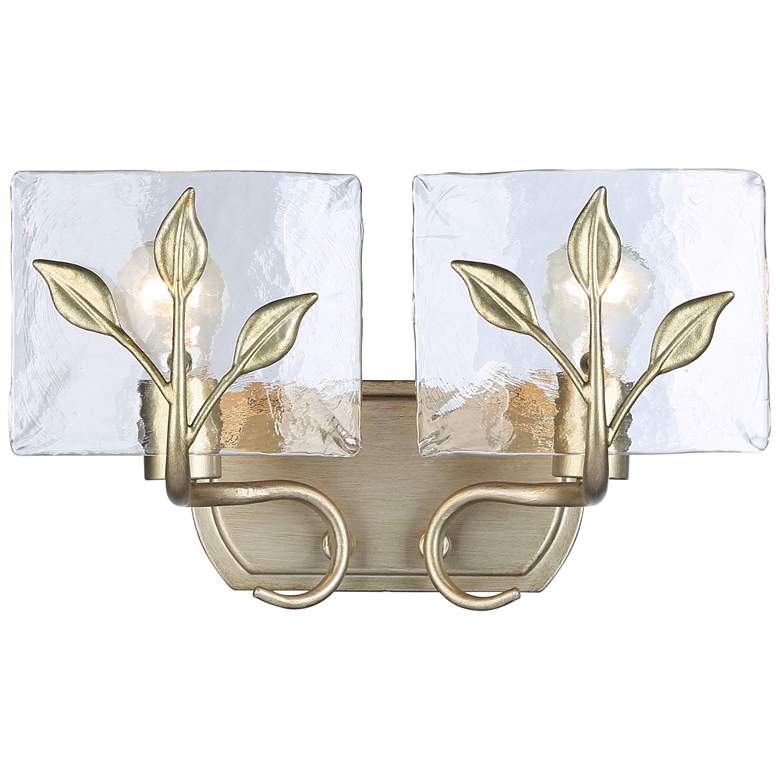 Image 1 Calla 2-Light Vanity Light in White Gold with Hammered Water Glass
