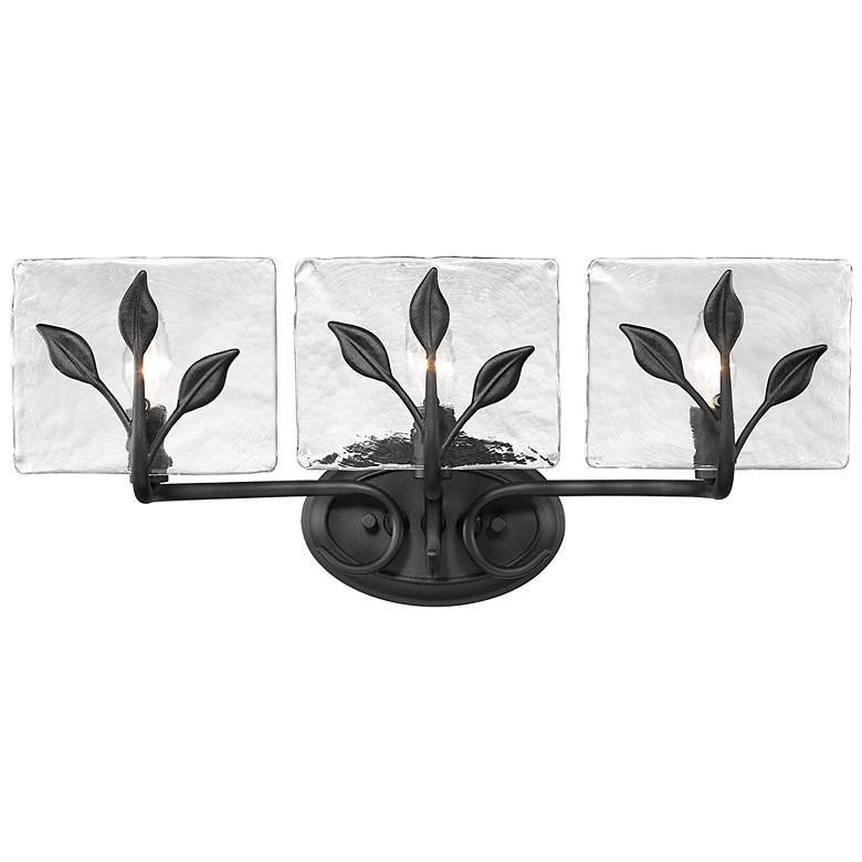 Image 2 Calla 3-Light Vanity Light in Natural Black with Hammered Water Glass more views