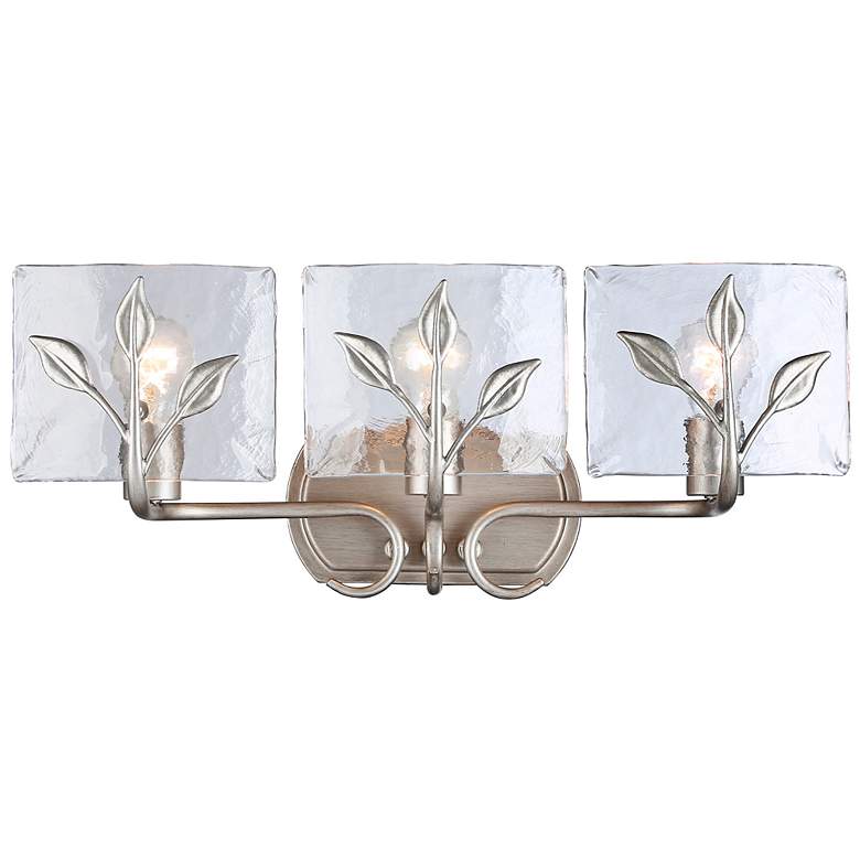 Image 1 Calla 3-Light Vanity Light in Peruvian Silver with Hammered Water Glass