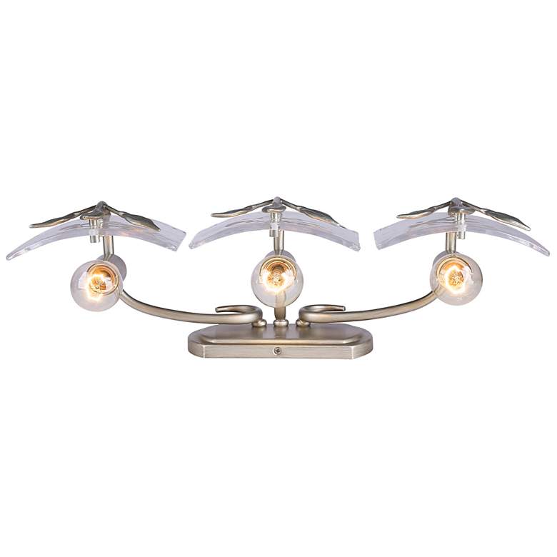 Image 2 Calla 3-Light Vanity Light in Peruvian Silver with Hammered Water Glass more views