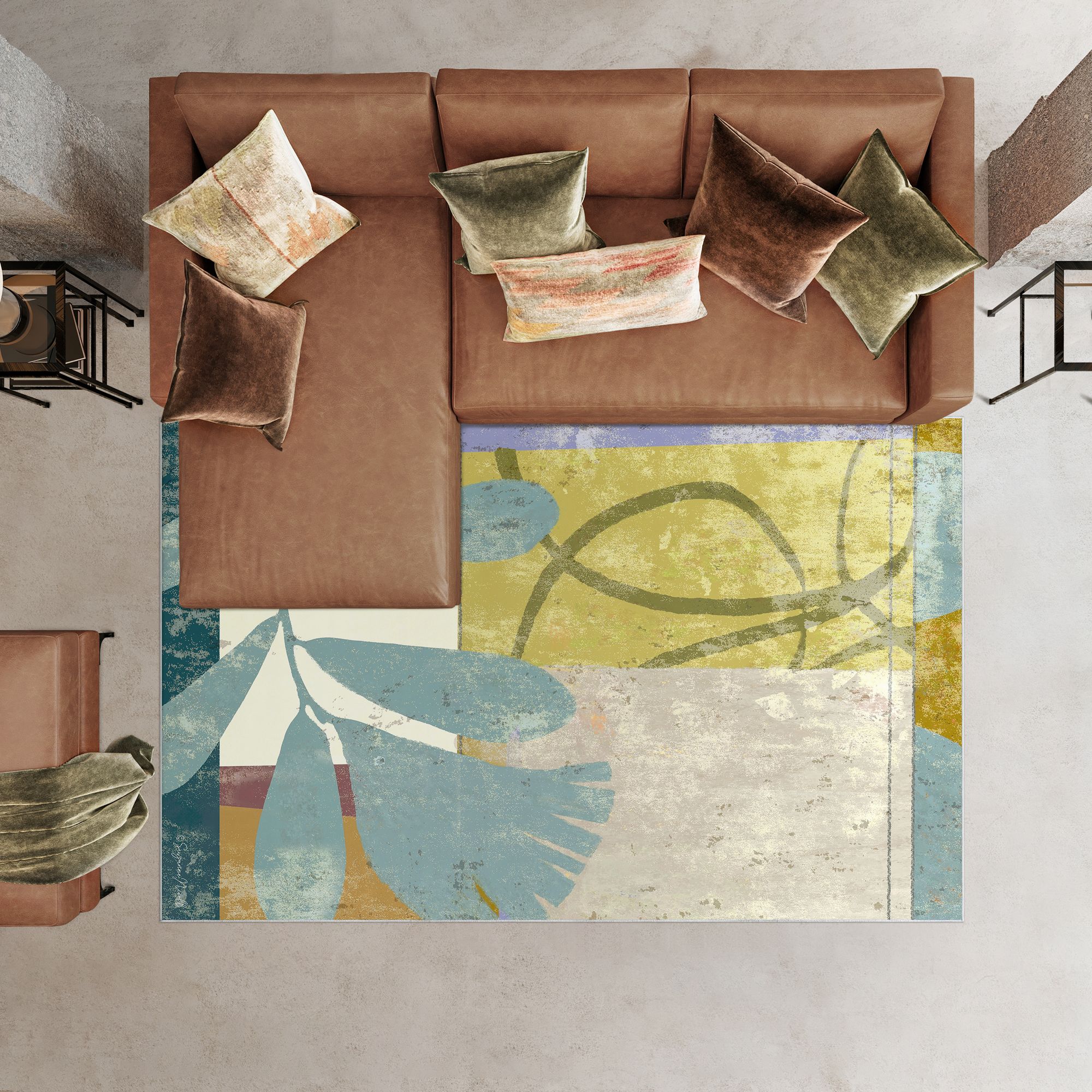 Image 2 Calla II Washable Flower Art Area Rug size 8'x10' more views