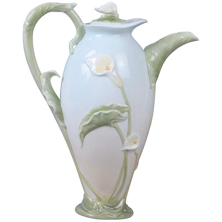 Image 1 Calla Lily Blue and Green Porcelain Teapot