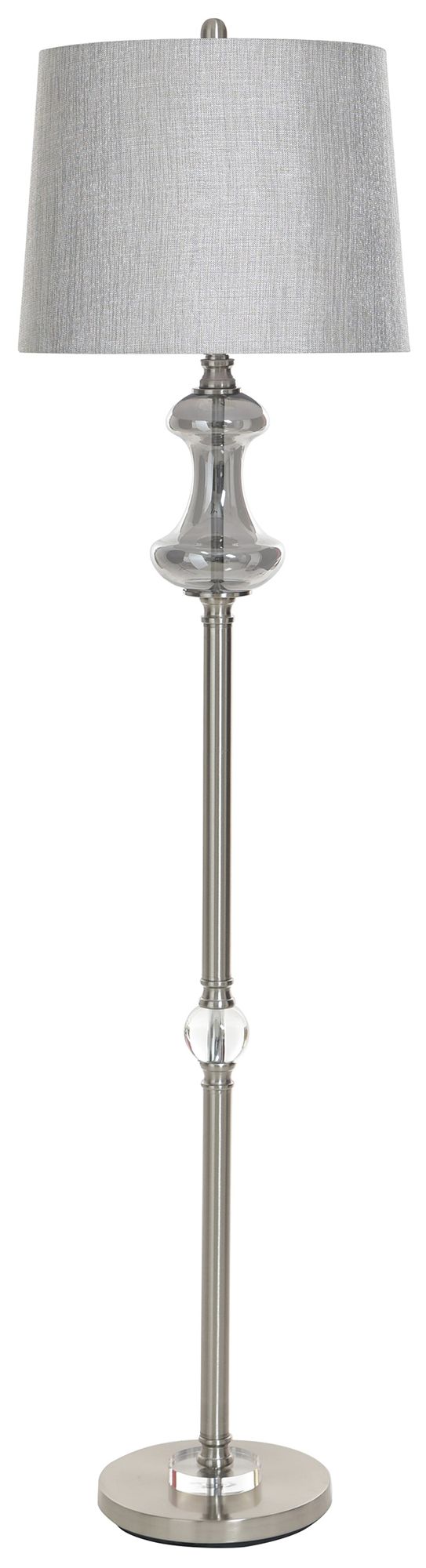 Image 2 Callahan 62.5" High Brushed Nickel Silver Glass Floor Lamp with Grey Shade