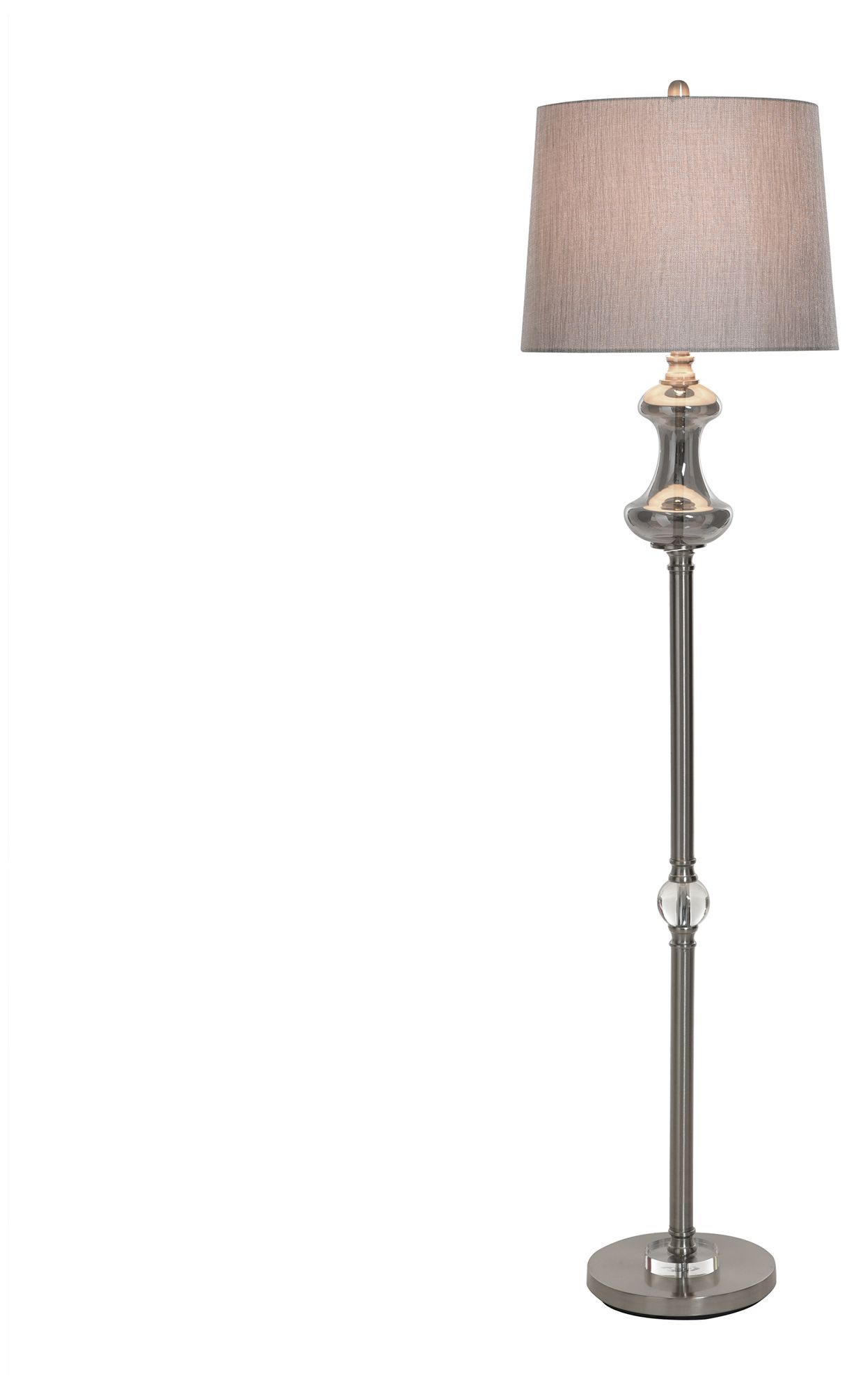 Image 3 Callahan 62.5" High Brushed Nickel Silver Glass Floor Lamp with Grey Shade more views