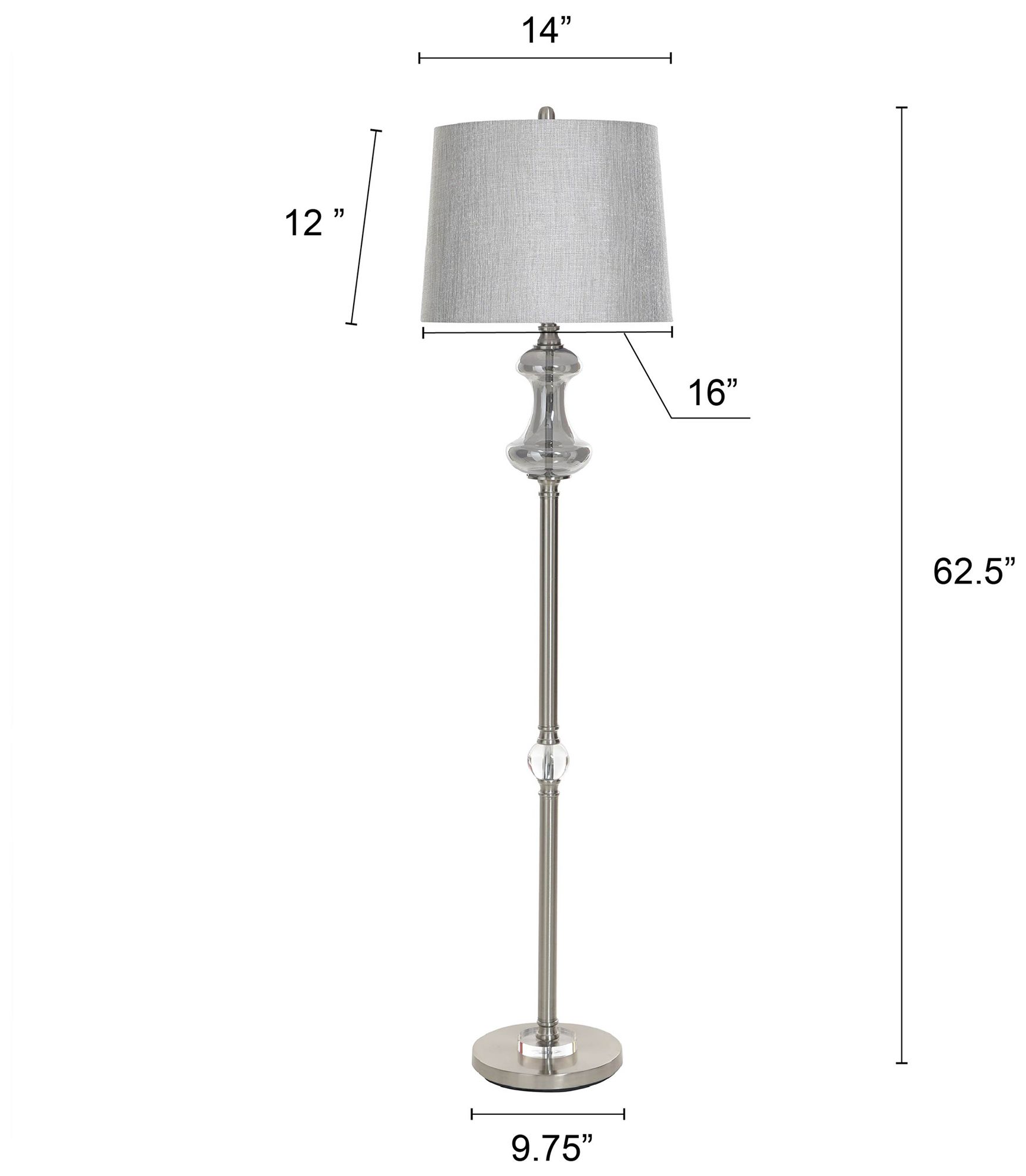 Image 7 Callahan 62.5" High Brushed Nickel Silver Glass Floor Lamp with Grey Shade more views