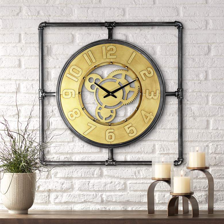 Image 1 Callan 26" Wide Industrial Iron Wall Clock