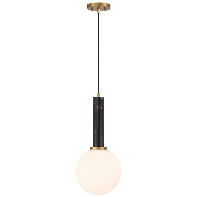 Image 1 Callaway 1-Light Pendant in Black Marble with Warm Brass