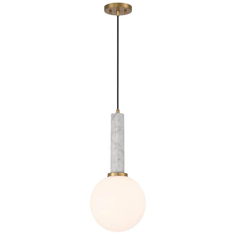 Image 3 Callaway 1-Light Pendant in White Marble with Warm Brass more views