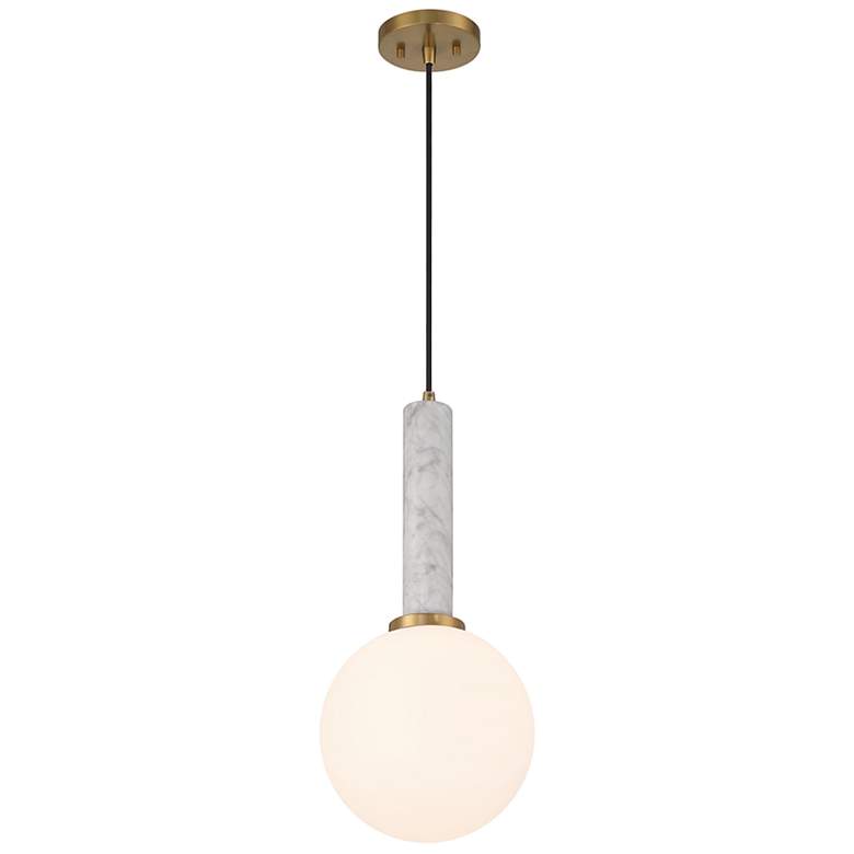 Image 4 Callaway 1-Light Pendant in White Marble with Warm Brass more views