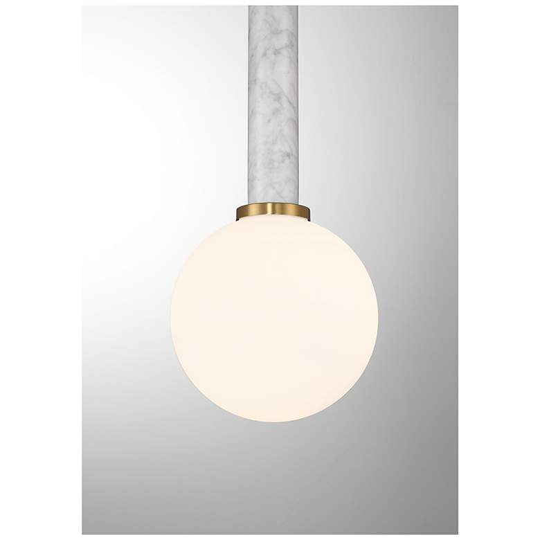 Image 5 Callaway 1-Light Pendant in White Marble with Warm Brass more views