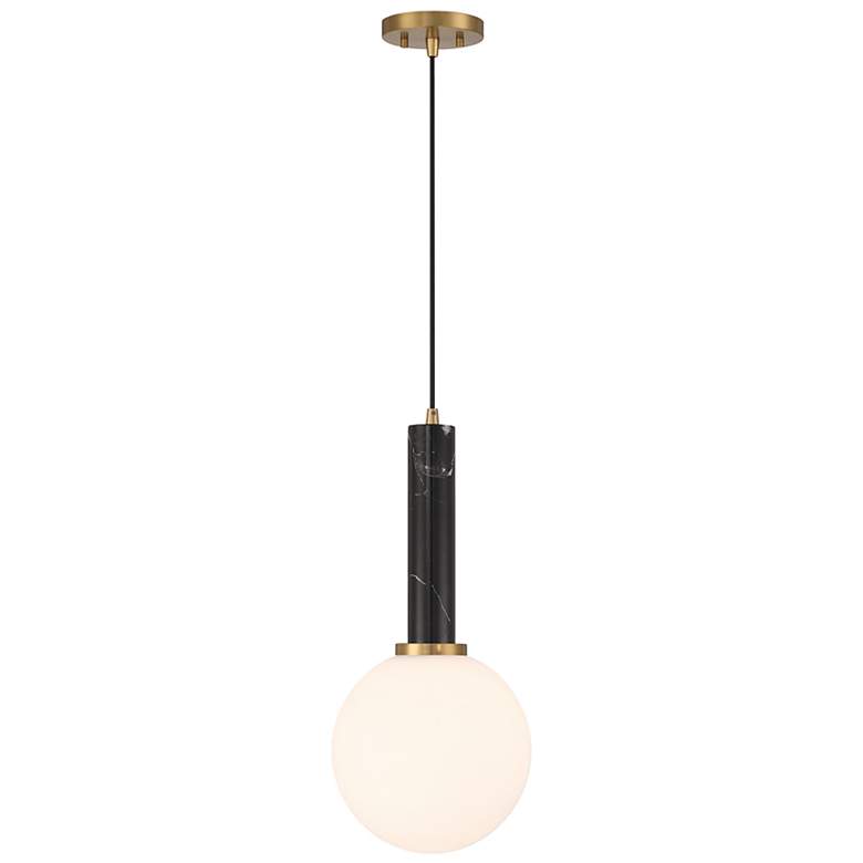 Image 1 Callaway 10" Wide Black Marble and Warm Brass Mini Pendant