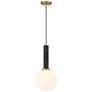 1_Callaway 10" Wide Black Marble and Warm Brass Mini Pendant