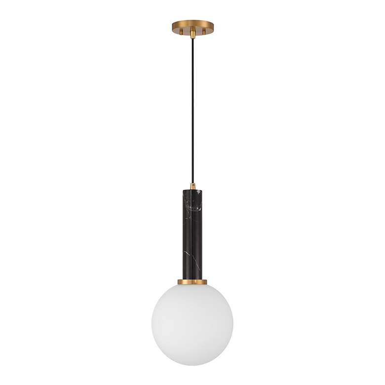 Image 2 Callaway 10" Wide Black Marble and Warm Brass Mini Pendant more views