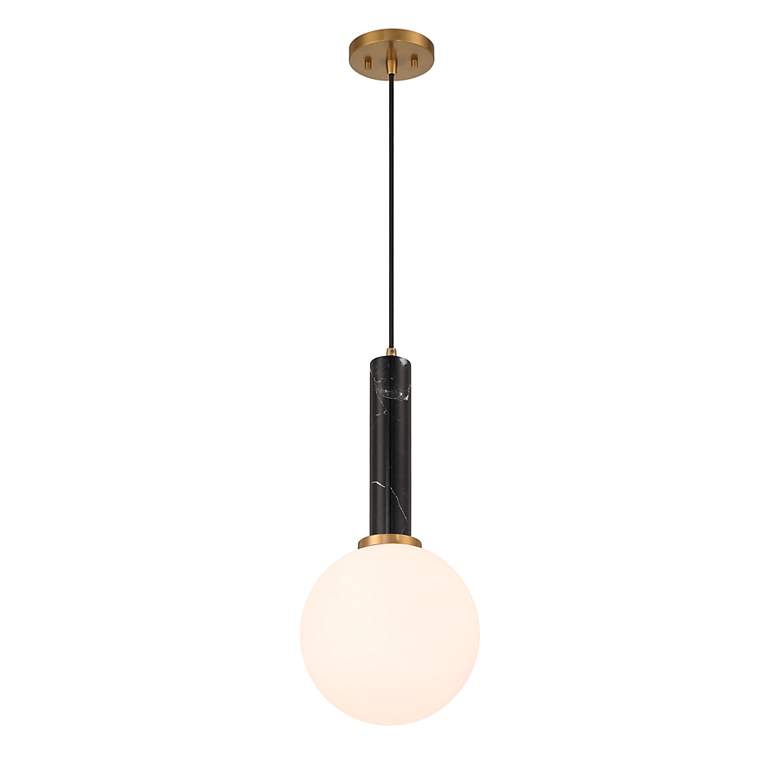 Image 4 Callaway 10" Wide Black Marble and Warm Brass Mini Pendant more views