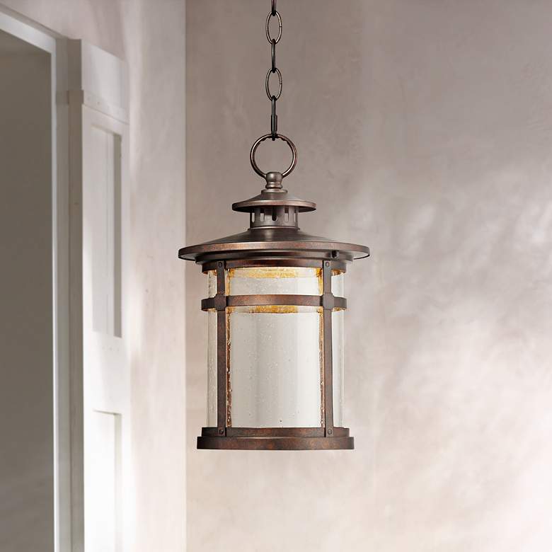 Callaway 13 1/2&quot; High Bronze LED Outdoor Lantern Hanging Light
