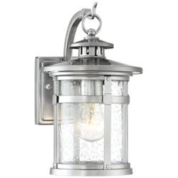 Callaway 14.5&quot; High Chrome and Seeded Glass Outdoor Lantern Wall Light