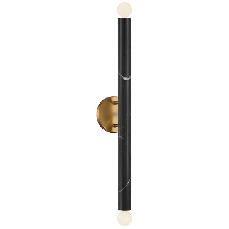 Image 1 Callaway 2-Light Wall Sconce in Black Marble with Warm Brass