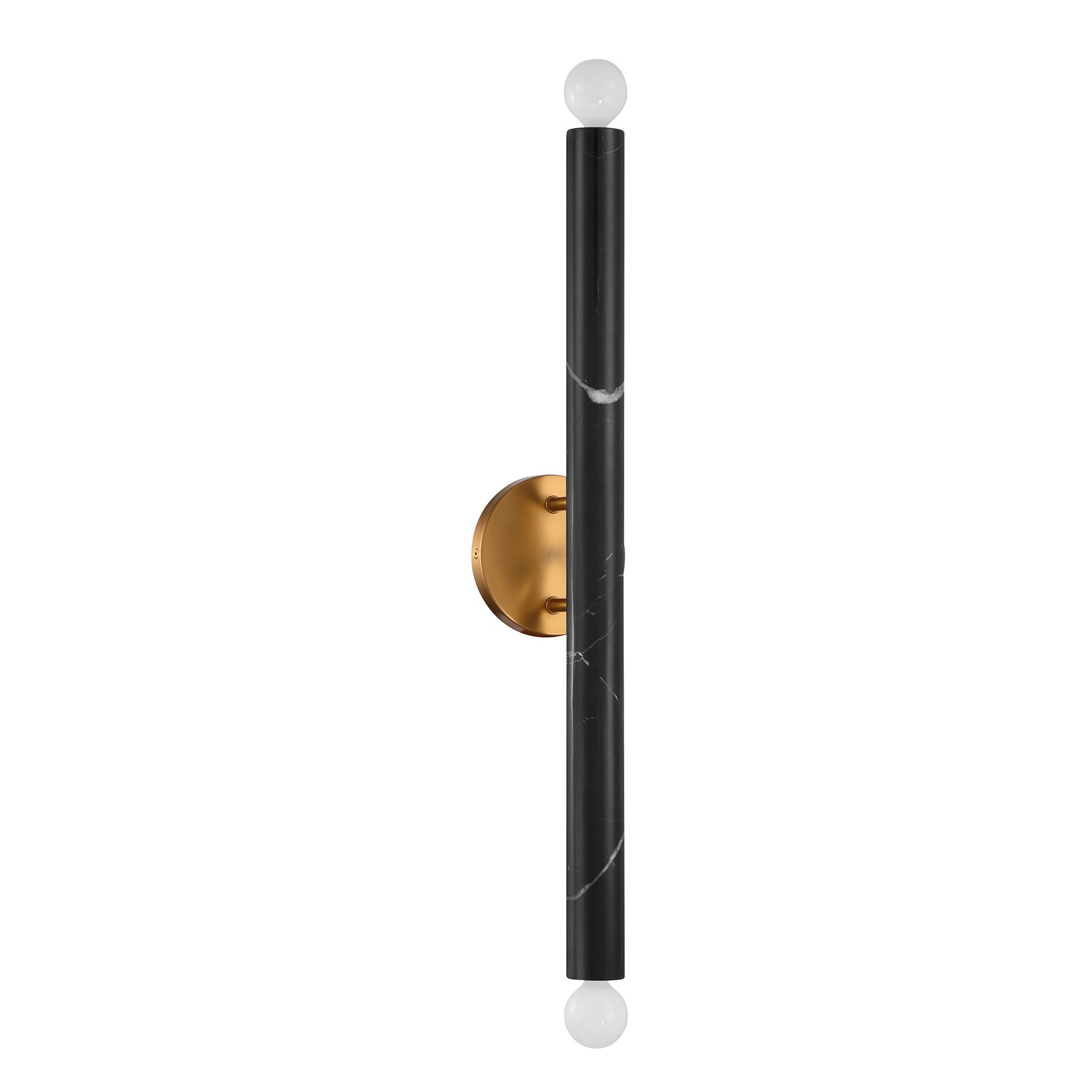 Image 2 Callaway 2-Light Wall Sconce in Black Marble with Warm Brass more views