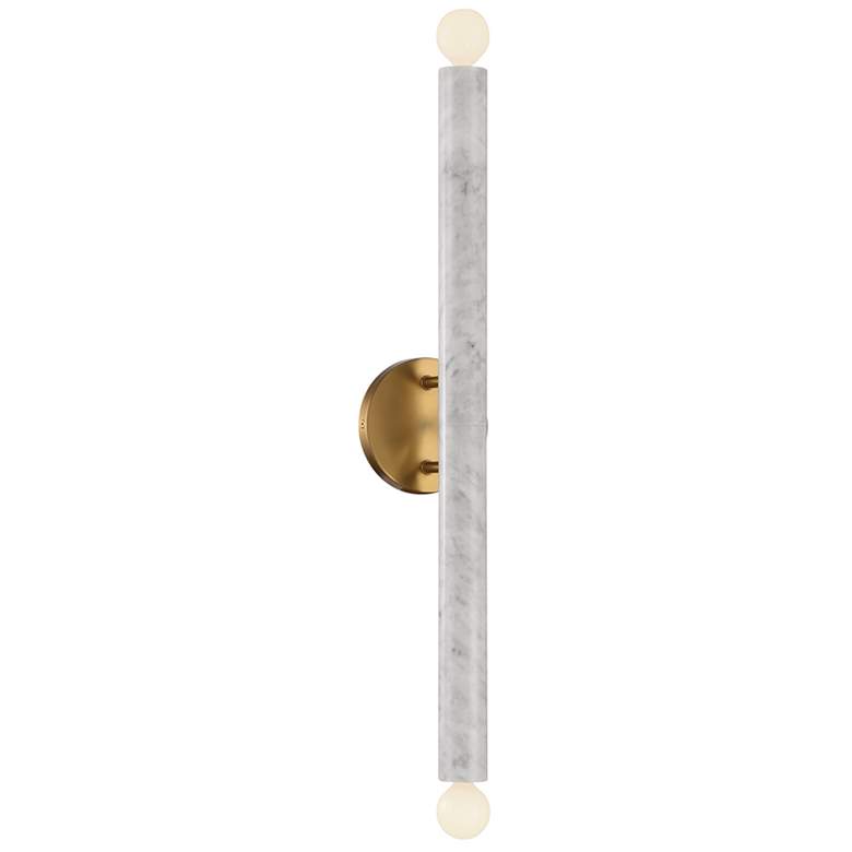 Image 1 Callaway 2-Light Wall Sconce in White Marble with Warm Brass